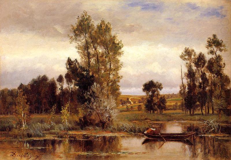 Charles-Francois Daubigny Boat on a Pond china oil painting image